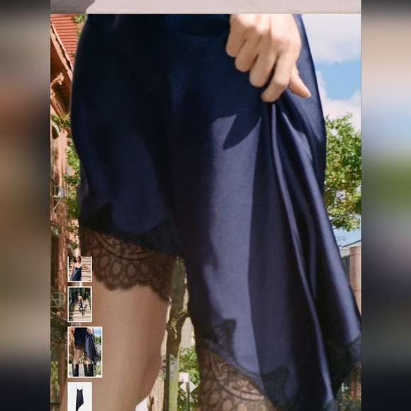 Zara Navy Asymmetrical Dress with Lace Detail - Picture 4 of 10